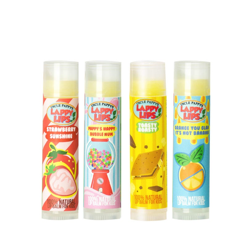 Just bee Lappy Lips Organic 100% Natural, Lip Balm Chap stick for Kids, Toddlers (4 flavors) - Organic Essential Oil - for Dry Chapped Lips to Restore and Heal and Make Kids Happy - Image 1